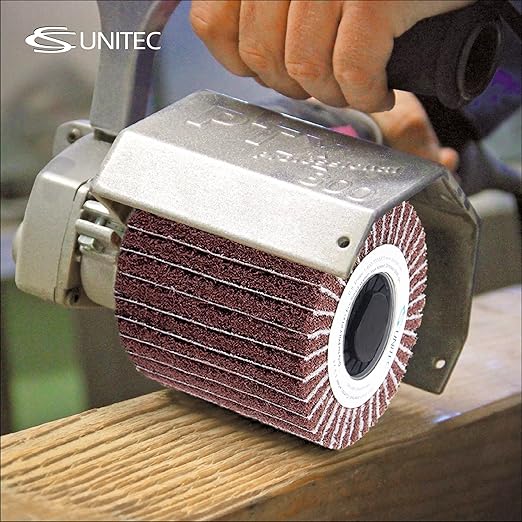 CS Unitec | PTX Interleaf Combi Wheel | 60 Grit Metal & Wood Buffer Polisher Machine Attachment for Grinder Tool | 4" Diameter x 4-1/8" Wide