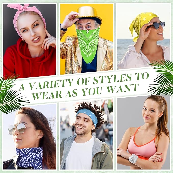 100 Pack Bandanas Unisex Paisley Bandanas Bulk Multi Purpose Cowboy Head Wrap - Image 5