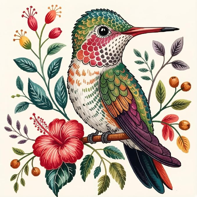YERUOUIU Hummingbird Stamping Cross Stitch Kit, 11 CT Counting Cross Stitch Kit by Unknown