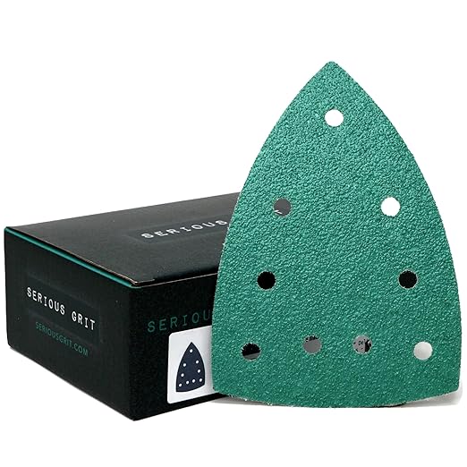 40 Grit 4" x 6" Delta (100mm x 150mm) Triangle Sanding Sheets - Fits Festool DTS 400 & Mirka DEOS Delta Sanders - Heavy-Duty Hook & Loop Film Sandpaper for Detail Sanders - 25 Pack Box