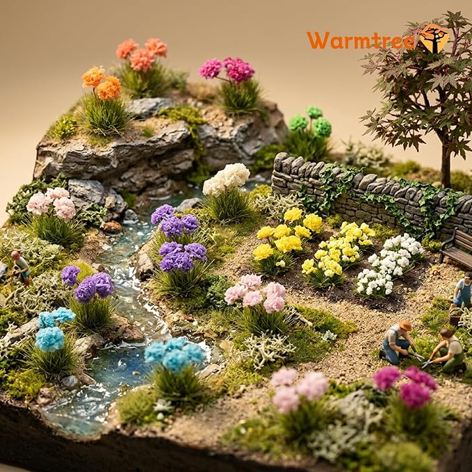 Warmtree 63 Pcs Miniature Colorful Flower Cluster DIY Static Grass Tufts Model - Image 4