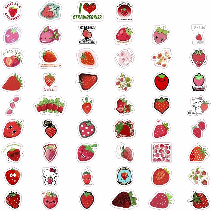 BulbaCraft 100Pcs Strawberry Stickers & Laptop Decals - Image 4