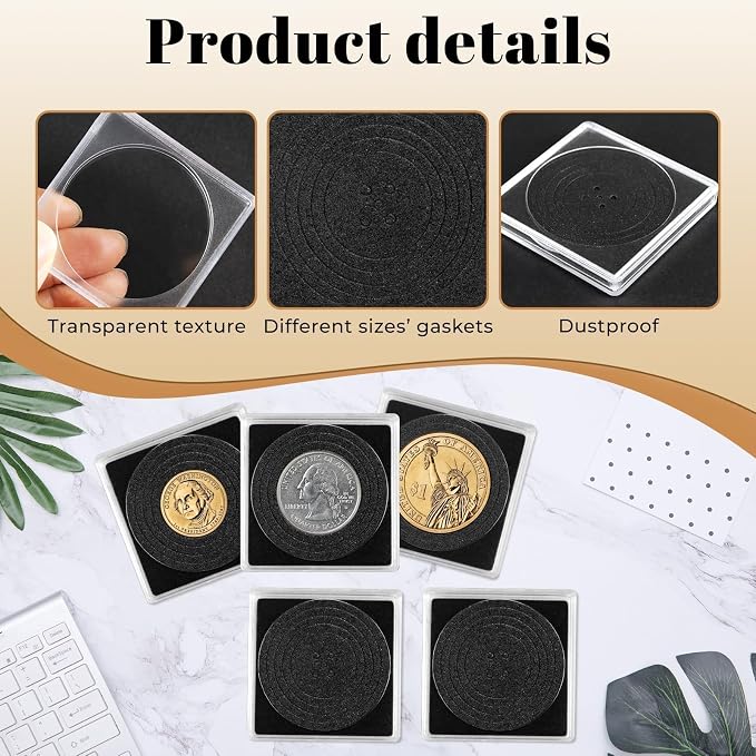 80 Pcs Adjustable Acrylic Coin Holder, Coin Collection Cases - Image 3