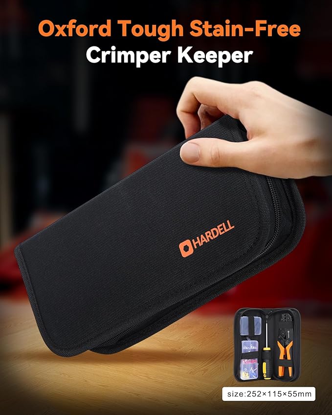 HARDELL Crimping Tool for Heat Shrink AWG22-10, Wire Crimping Tool with 90 PCS Wire Connectors, 3 Interchangeable Dies, Anti-Slip Grip, Electrical Connectors Kit Ratchet Wire Terminal Crimper