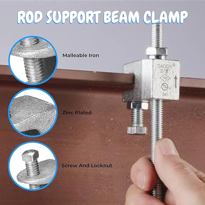 OhLectric Beam C Clamp - Malleable Iron - Zinc Plated Beam Clamp - Features 7/8" Jaw Opening - 1/2”-13 Set Screw Size And 300 lbs Max Load - Safety Beam Clamp - Supports 3/8”-16 Rods - OL-47761