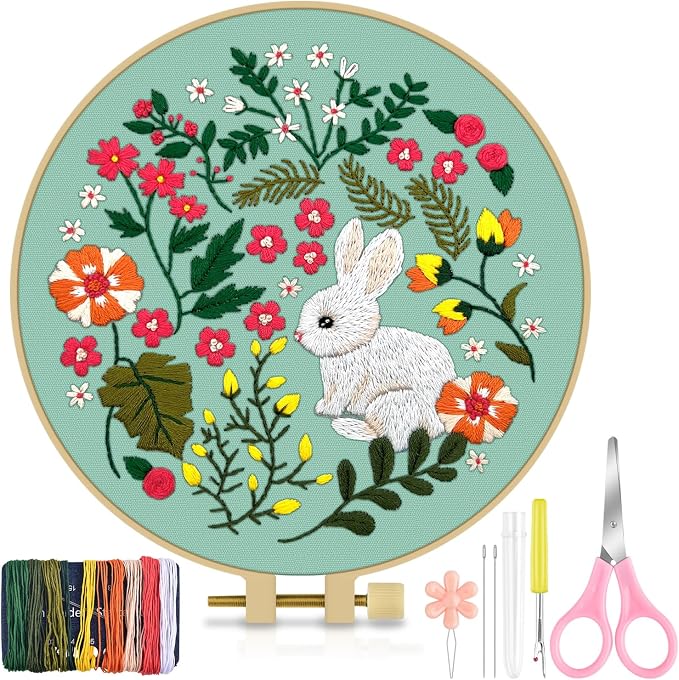 TINDTOP Embroidery Kit for Beginners Adult, Rabbit Embroidery Kit | Include by TINDTOP