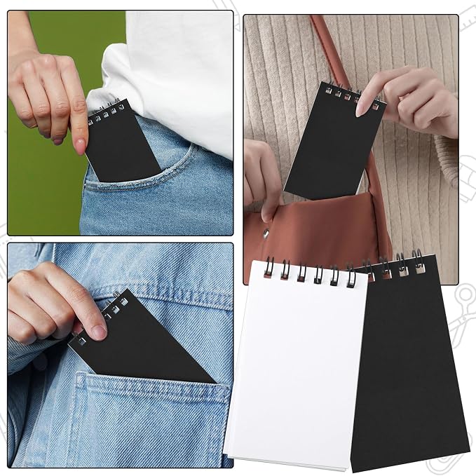 12 Pack Mini Pocket Notebooks Black Mini Spiral Notebooks - Image 5