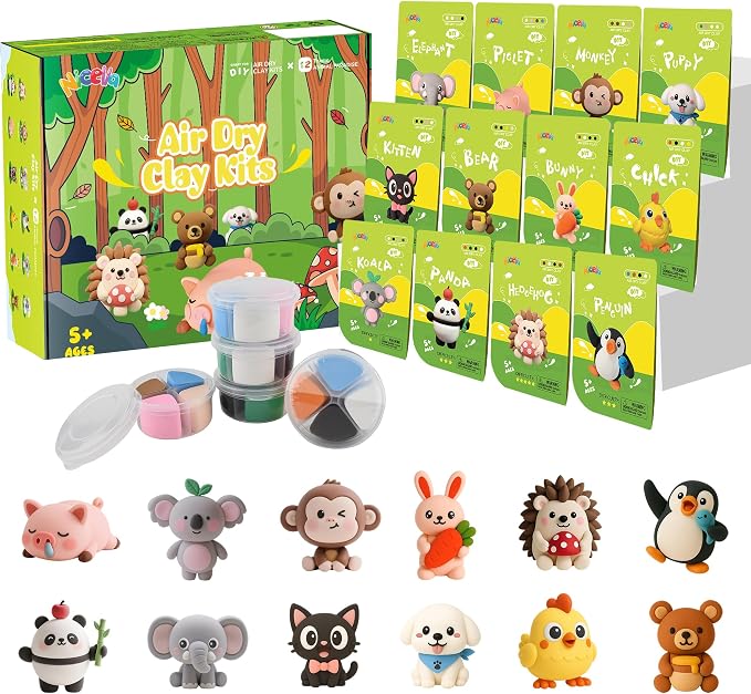 Nicella Air Dry Clay Kit, 12 Animals Modeling Clay by Nicella