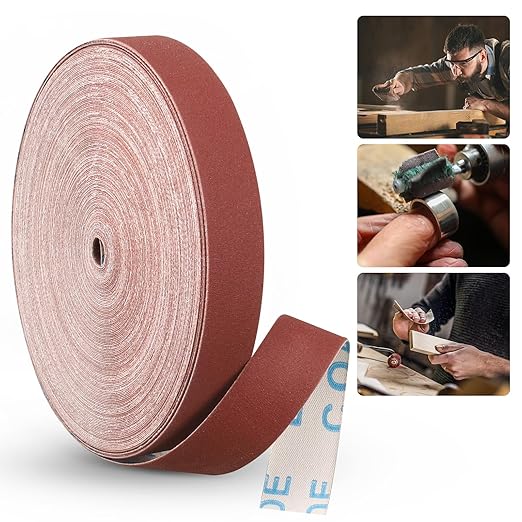 Emery Cloth Roll,400 Grit Continuous Sandpaper Roll 1" x 90 Feet Sandpaper Roll for Wood Furniture Finishing Metal Sanding Automotive Polishing