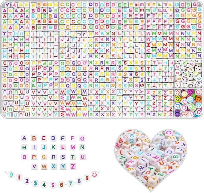 YMSDZHL Alphabet Beads A-Z 1000Pcs Letter Beads, Acrylic 6x6mm Round Letter by YMSDZHL