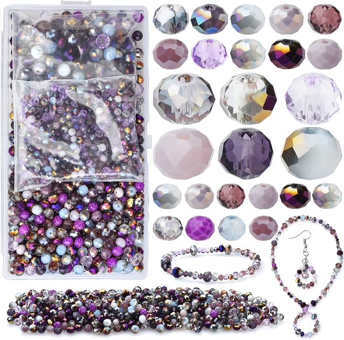1000pcs 4/6/8mm Purple Color Briolette Crystal Glass Beads - Image 2