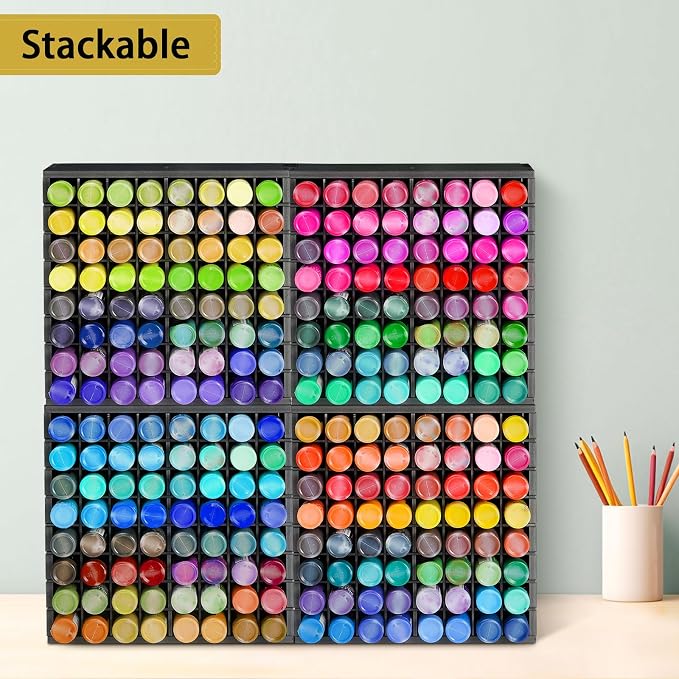 Krafetto 2 Pack 64 Grids Paint Organizer Storage Rack, Wall-mountable Craft - Image 6