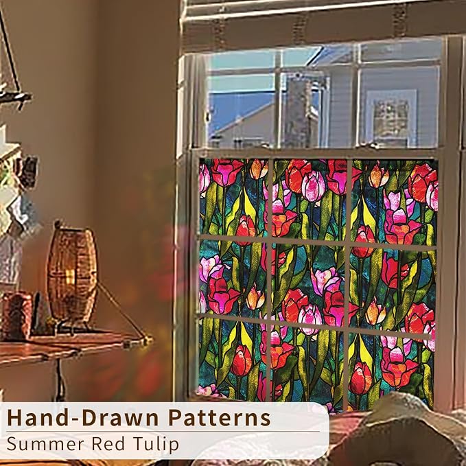 funlife Original Hand-Drawn Faux Stained Glass Window Film, Double-Sided Static - Image 3