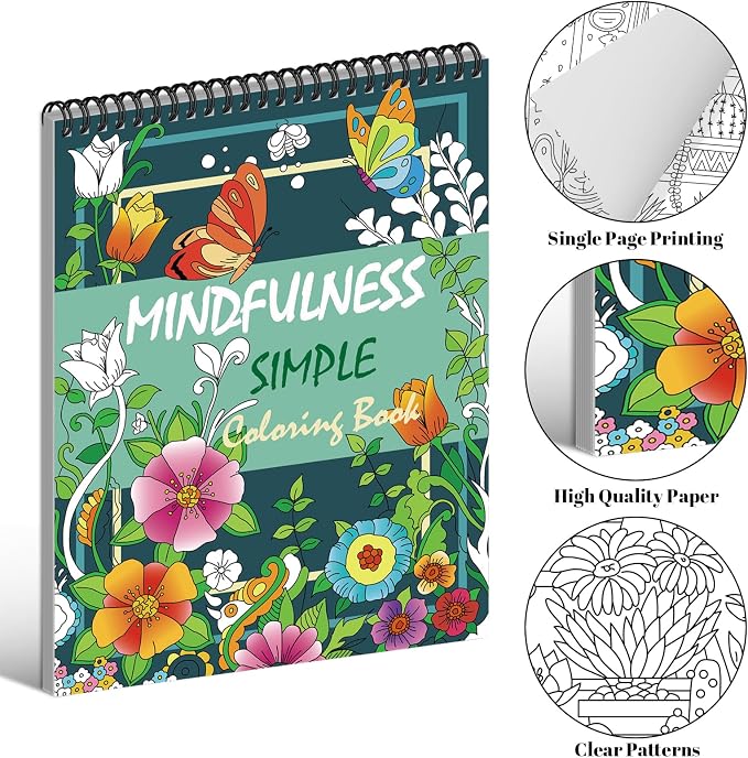 Kalysky Easy and Cozy Adult Coloring Book Set, 3 Pack Stress Relief Coloring - Image 3