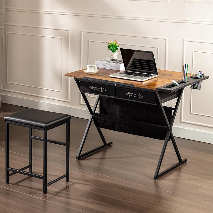 VECELO Drafting Table Art Desk Art Table Adjustable Drawing Table Tilted - Image 6
