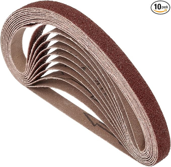 10 Pcs Sanding Belts 3/8 x 21 Inch 40 Grit Aluminum Oxide Abrasive Sandpaper for Belt Sander Metal Grinding Wood Working Weld Rust Removal