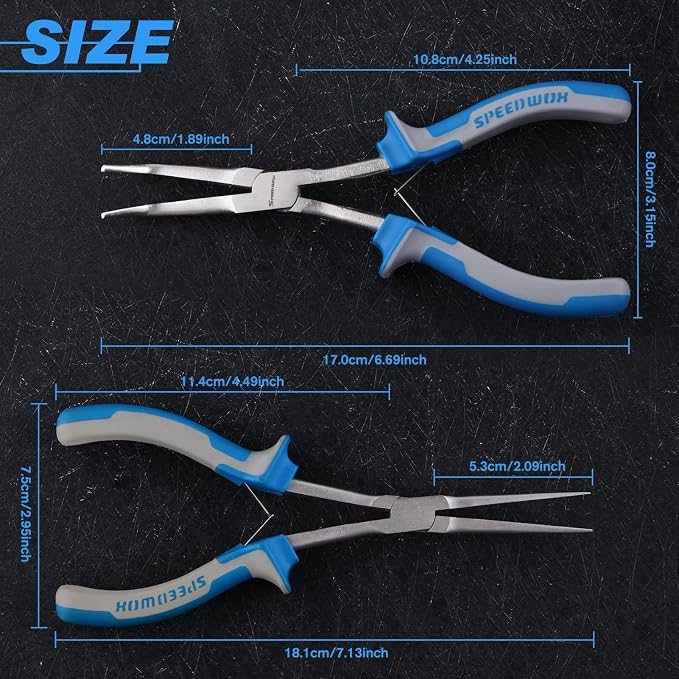 SPEEDWOX 2PCS Long Reach Bent Needle Nose Pliers Set - Image 5
