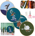 COCOMOX 4 Sets Embroidery Kit for Beginners, Hand Embroidery Stiches Practice by COCOMOX