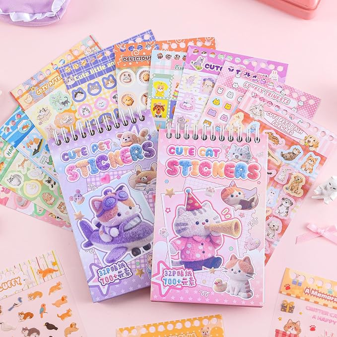 Girl's Cute Sticker Book, Cartoon Cat Theme - Image 6