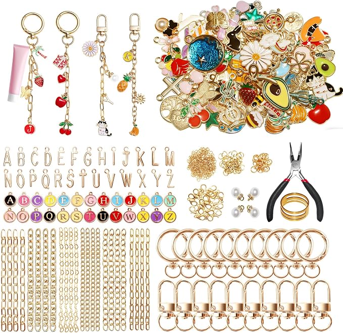 WDXIUE Keychain Making Kit, Charms Lip Gloss Key Chain Bracelet Design Set by WDXIUE