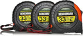 Benchmark - 3 PACK - 33 Foot (10 Meter) Tape Measures with Inches & Centimeters. Autowind, Belt Clip and Large Magnetic Claw Tip.