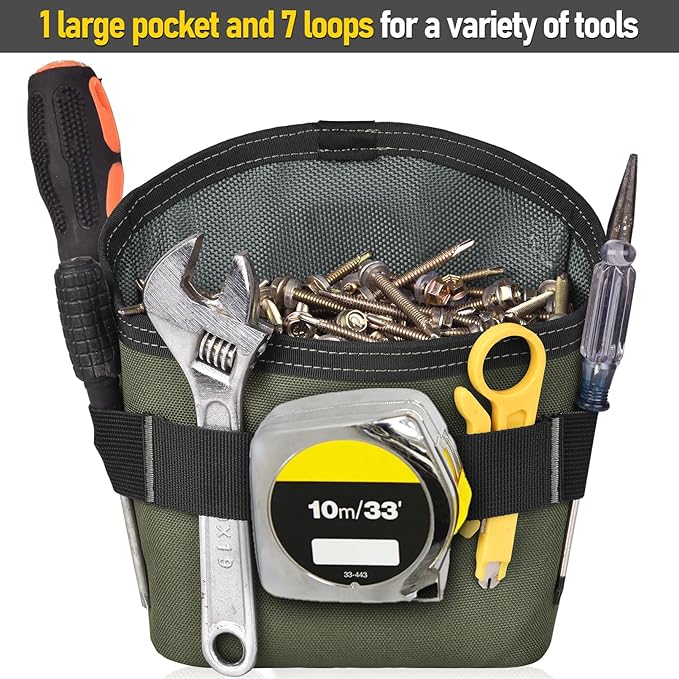 Tool Pouch Nails Screws Bag with Belt Clip (XL, Green)