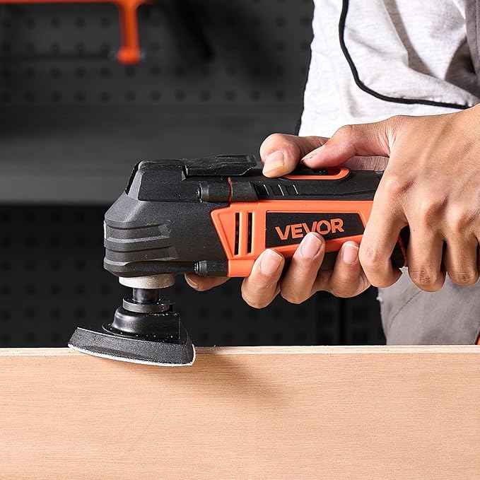 VEVOR Multitool Oscillating Tool, 4Amps Electric Oscillating Multi Tool Corded with 6 Variable Speeds 7000-19000 OPM, 3.2° Oscillating Angle, 13PCS Saw Accessories, LED Work Light & Tool Bag