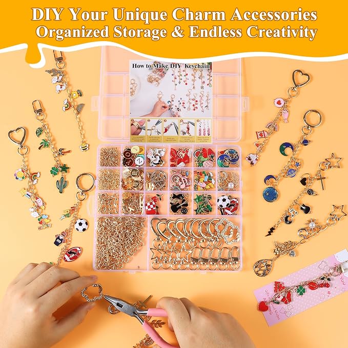 Riwiuue 668Pcs Lip Gloss Keychain Making Kit, DIY Charms Key Chain Kit - Image 3
