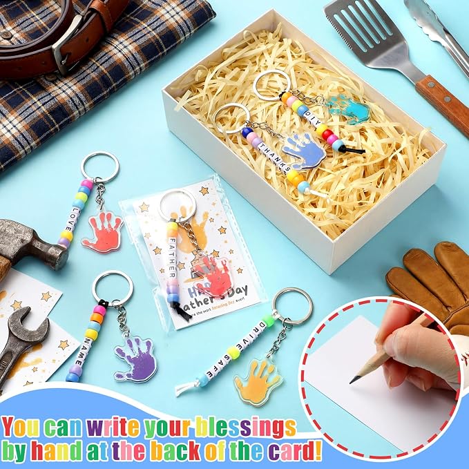Suncalla 996 Pcs 24 Set Father's Day Keychain Making Kit DIY Bead Crafts | - Image 4