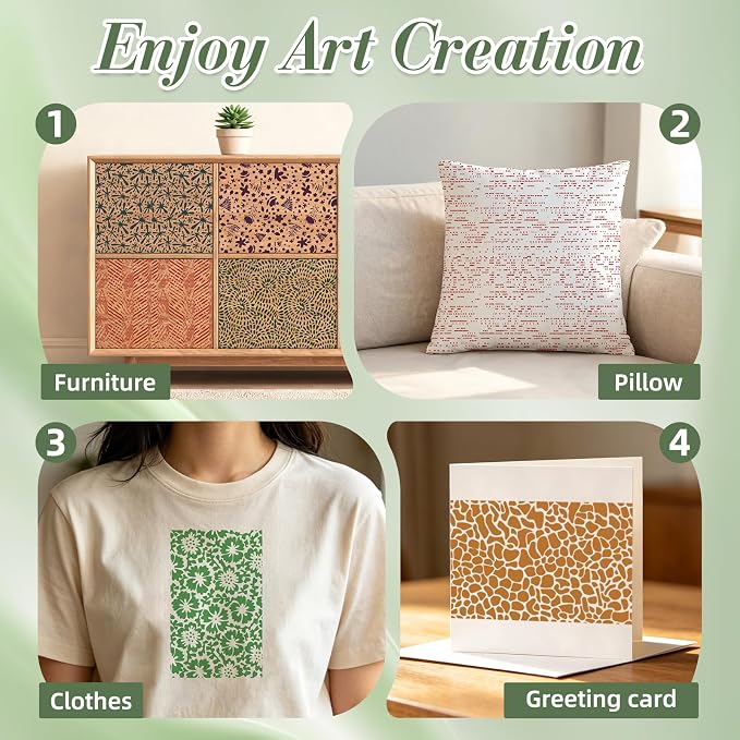 Geometric Texture Stencils for Crafts Reusable 12Pcs Stencils | DIY Art - Image 5