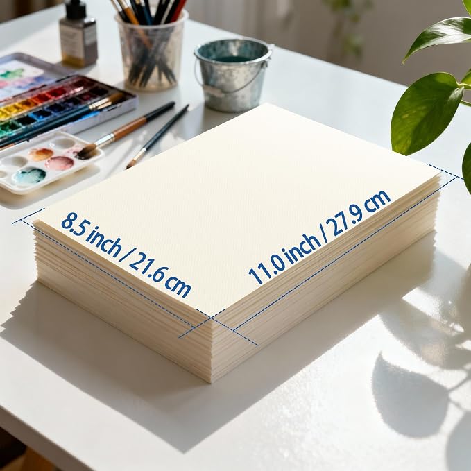 Threvortax 100 PCS Watercolor Paper 8.5x11 Inch 105LB/230GSM Cold Press Water - Image 6