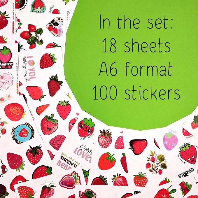 BulbaCraft 100Pcs Strawberry Stickers & Laptop Decals - Image 2