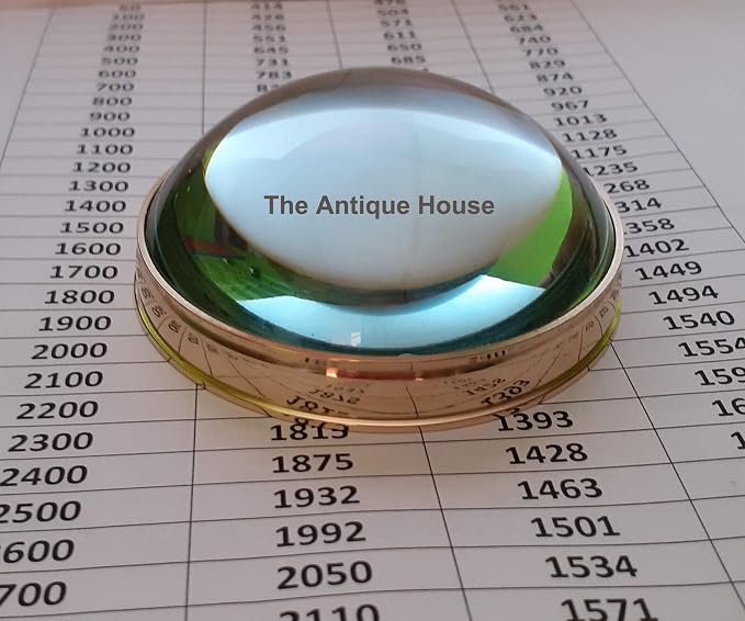 Vintage Solid Brass Desk Magnifying Glass Chart Paper Reader Weight Magnifier - Image 5