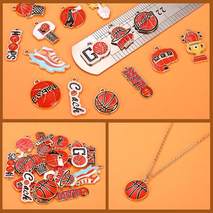20PCS Sports Charms Enamel Basketball Baseball Pendant Charms - Image 5