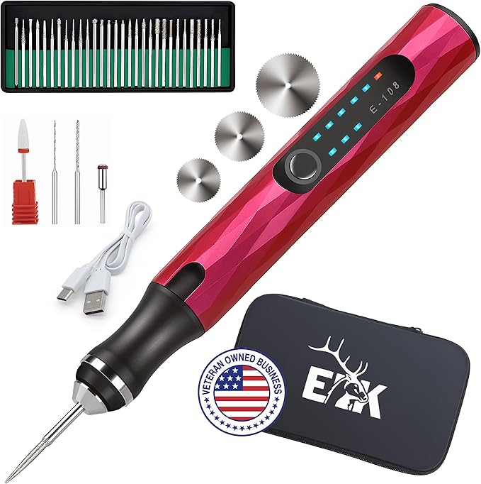 ELK Customizer Engraving Pen for All Materials - 2025 UPGRADED Torque - Rechargeable, Wireless & Beginner Friendly - Engrave 50+ Surfaces - For DIYers & Artists - 30+ Bits & Tools Included - Pink