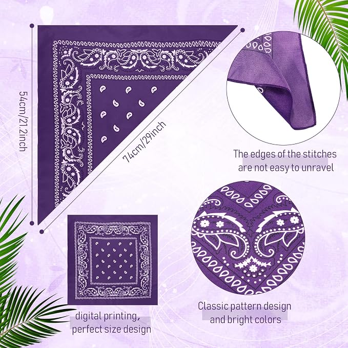100 Pack Bandanas Unisex Paisley Bandanas Bulk Multi Purpose Cowboy Head Wrap - Image 4