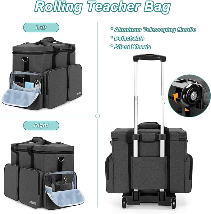 CURMIO Rolling Teacher Tote Bag - Image 4