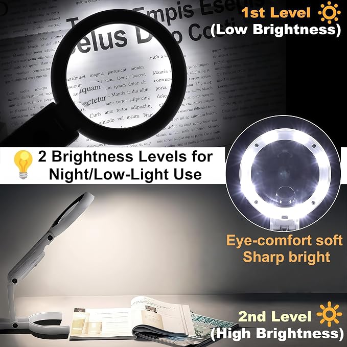Magnifying Glass with Light and Stand, 3.55 Inch Large Lens with Lightweight - Image 6