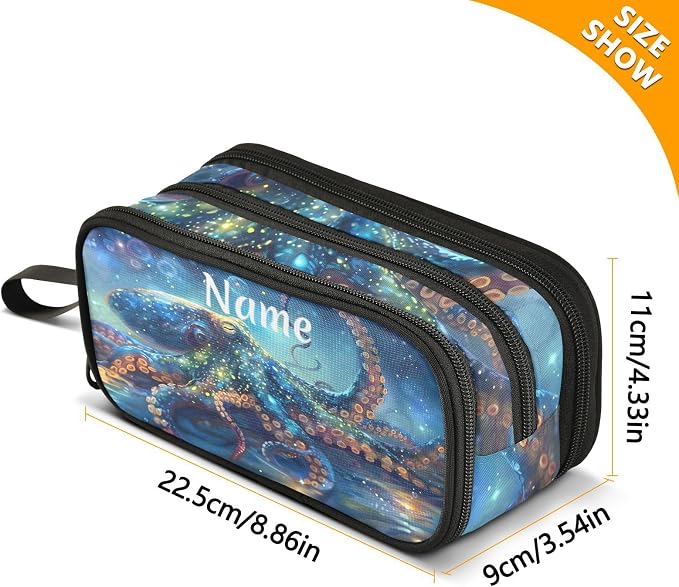 Custom Octopus Galaxy Pencil Case Box Boys Girls Personalized Name Large Pencil - Image 4