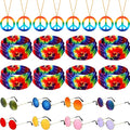 MTLEE 24 Pcs Hippie Costume Set Accessories Includes Peace Sign Necklaces Tie by MTLEE