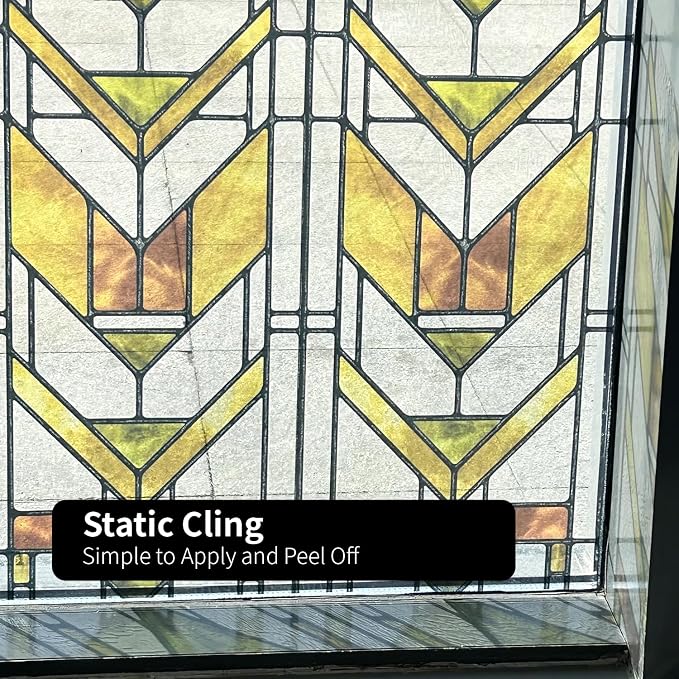 Faux Stained Glass Effect Transparent Window Film, Original Hand Drawn Static - Image 3
