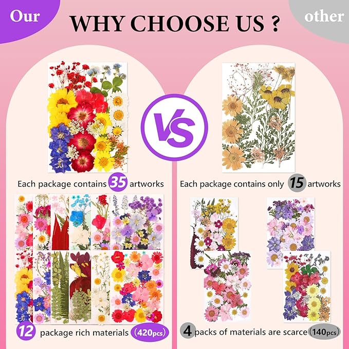 NESCCI 420 Pcs Dried Pressed Flowers - Image 3