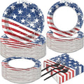 50 Guests 4th of July Paper Plates Napkins Forks American Flag Tableware Set by Qyeahkj