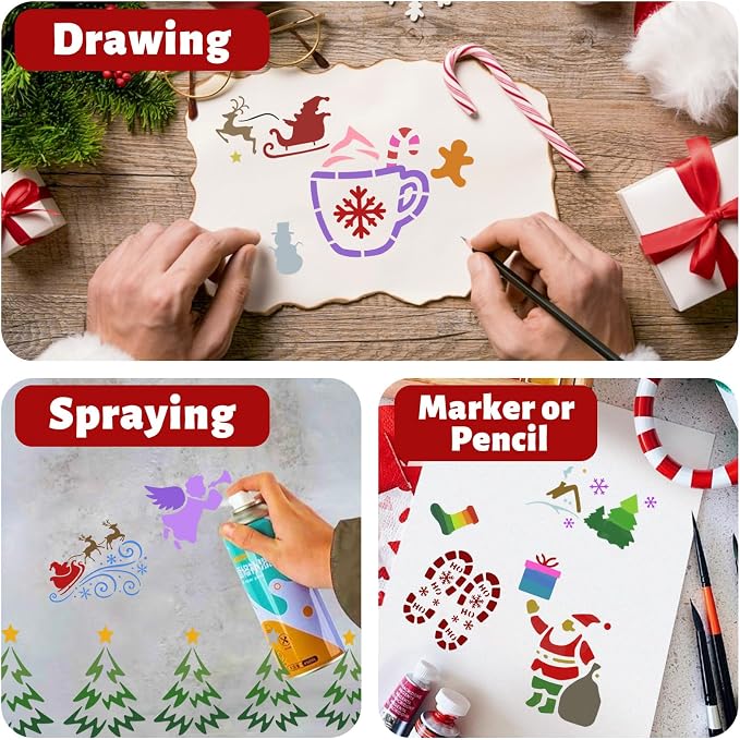 72 PCS 3x3 Inch Christmas Stencils - Image 9