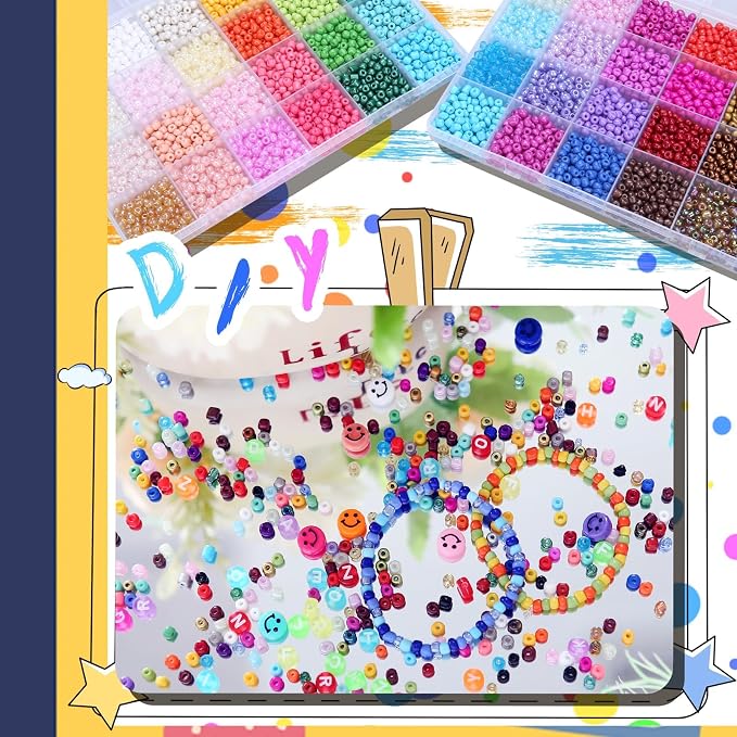 Efivs Arts 6720pcs 48 Colors 4mm Glass Seed Beads Kit - Image 4