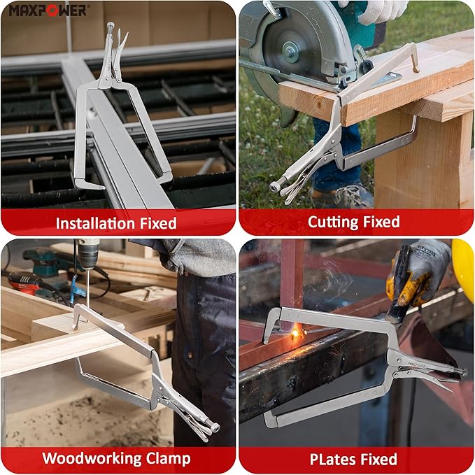 MAXPOWER 18-inch C Clamp Locking Pliers, Locking C Clamp with Regular Tips, MAX Jaw Capacity Up to 6.5"