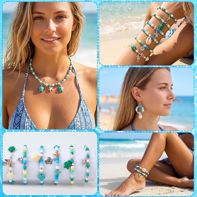 UPINS 2100Pcs Ocean Beads Bracelet Making Kit, Summer Beach Beads - Image 7
