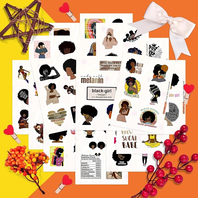 BulbaCraft 100Pcs Black Girl Stickers - Image 5