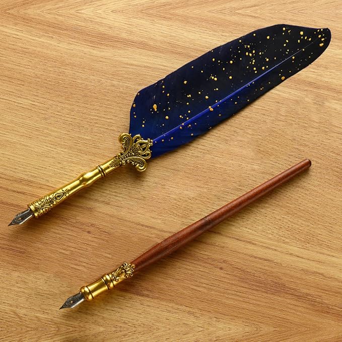 Joyeee Glittering Quill Pen Ink Set, 16 Piece Antique Dip Feather Pen Set - Image 4