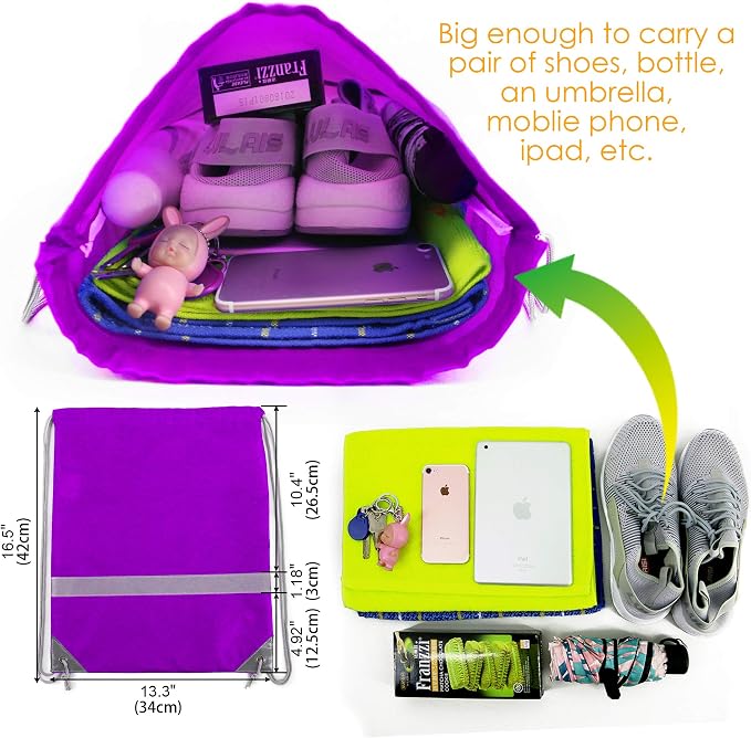 BeeGreen 20 Pieces Purple Drawstring Backpacks Bulk, Draw String Bags - Image 5